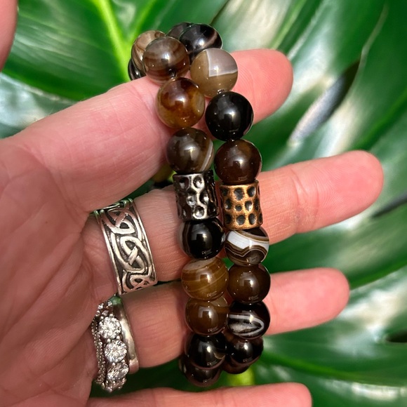 dark chocolate botswana agate chunky 10mm bracelet - Picture 2 of 4